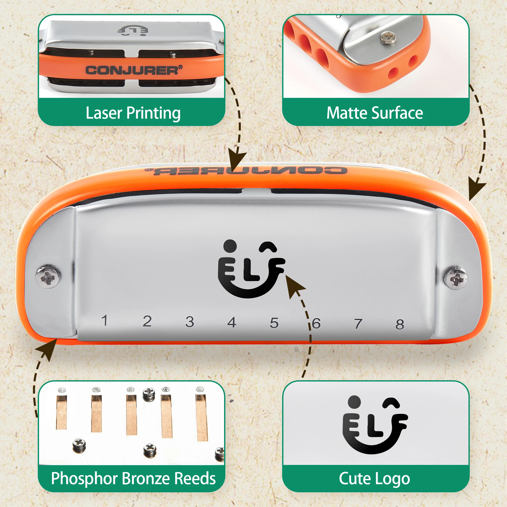 8 hole harmonica Mouth Organ For Adults Beginners Gifts