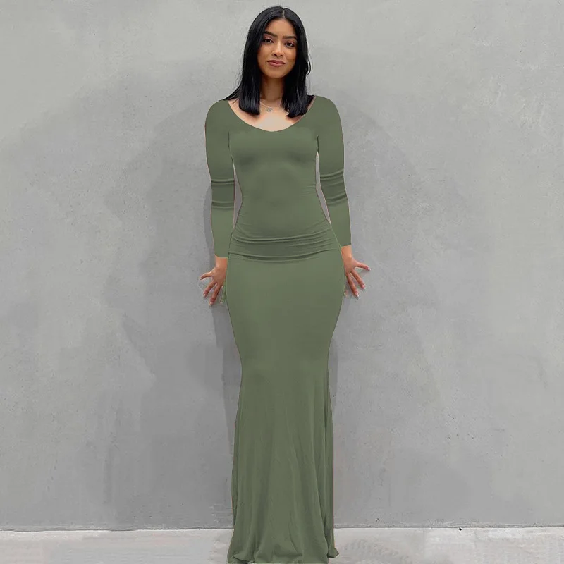 

Sexy Long Sleeve Maxi Dress Bodycon Evening Holiday Dresses Women Club Birthday Party Outfits Elegant Gowns Slim Sundresses