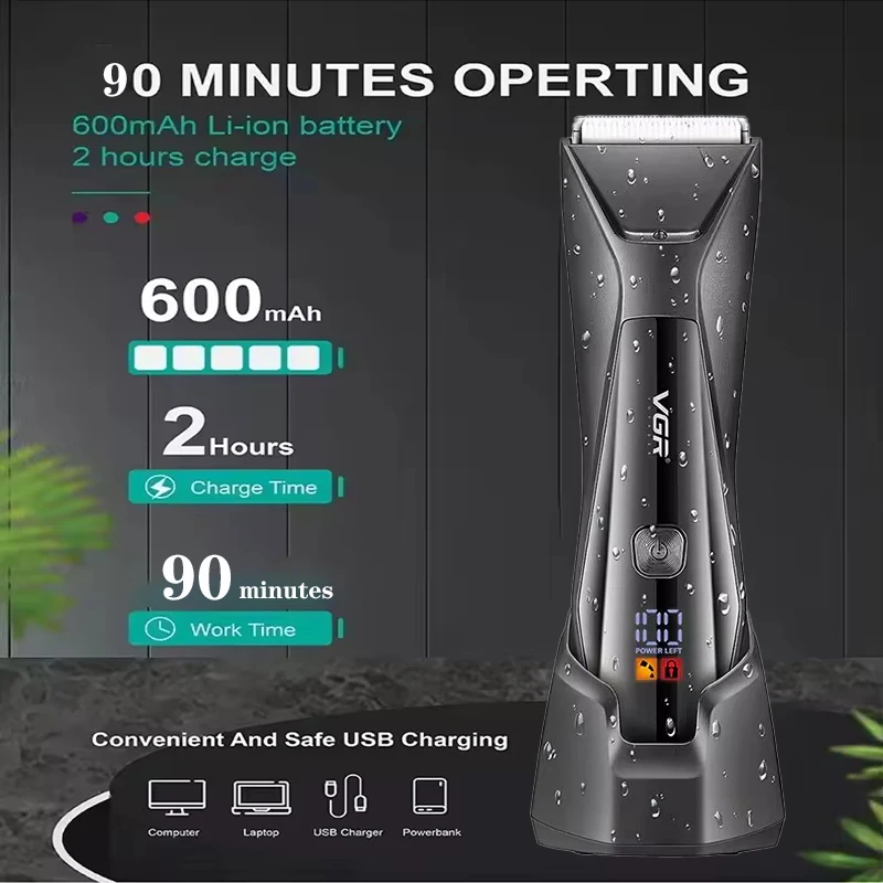 ماكينة تشذيب شعر الجسم VGR قابلة لإعادة الشحن، ماك...