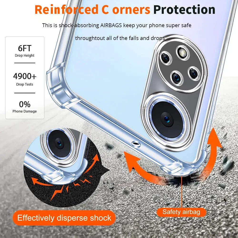 Shockproof TPU Clear Silicone Phone Case with Airbag Protection - Soft and Durable Back Cover