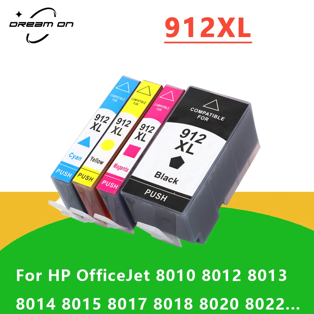  912XL Compatible Ink Cartridge Replacement for HP OfficeJet  8020 8030 Printer (4 Colors) 1 Set : Office Products
