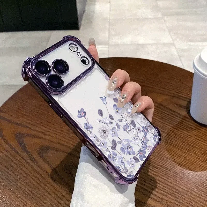 Purple Flower Heart Protective Phone Case