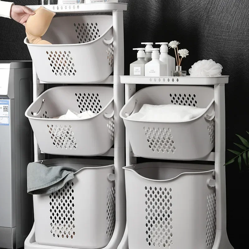 

European Layered Dirty Clothes Storage Basket Large Capacity Laundry Crates Home Bathroom Storager Modern Minimalist Container