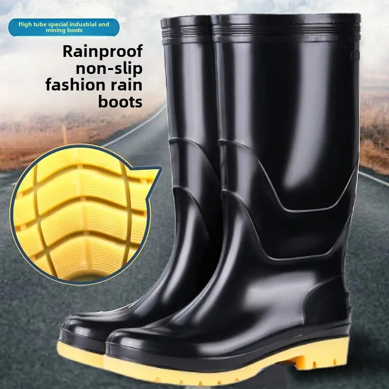 Bottes de sécurité pêche PVC semelle souple épaissie imperméables antidérapantes pour hommes temps chaud