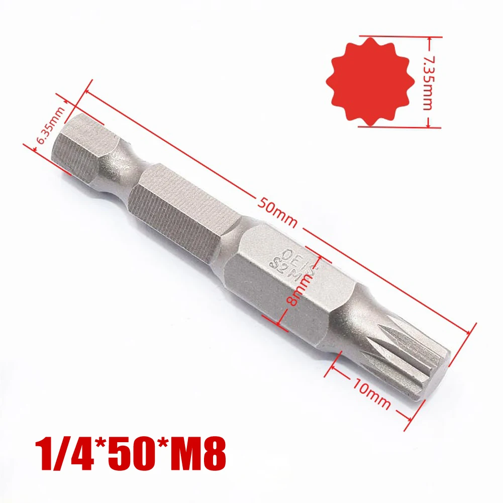 50 mm 12-Punkt-Torx-Schraubendreher-Bit, Sechskantschaft, magnetisch, M5, M6, M7, M8, M10, M12, elektrischer manueller Schraubendreher, Luftbohrer – Detail 7