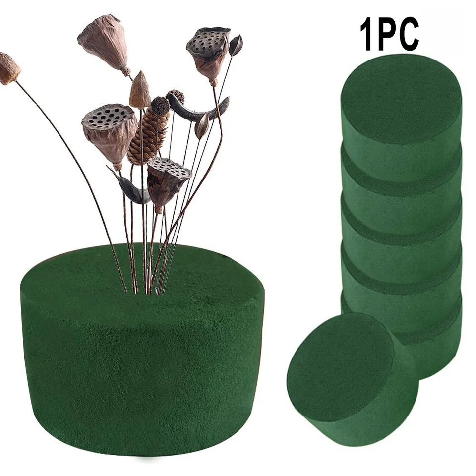 KOHAND Lot de 8 blocs de mousse florale - 16,5 x 4 cm - Rond - Vert - Pour arrangements floraux artificiels, bricolage, allée de mariage, Pâques, anniversaires et décoration de fête