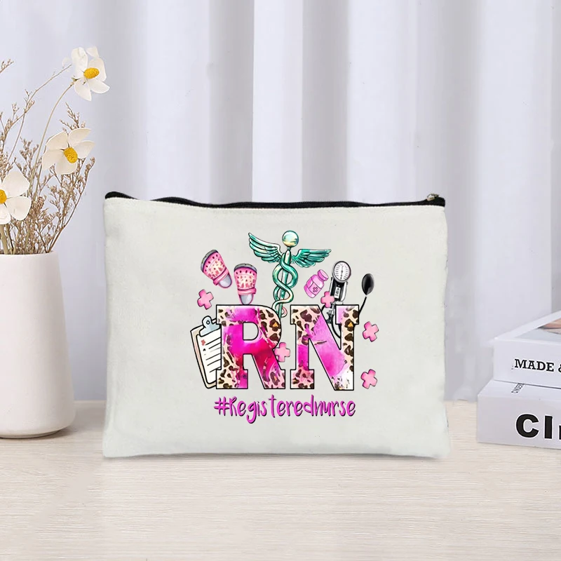 Medical Supply Nurse Printed Canvas Cosmetic Bag Organizer Sundry Zipper Storage Pouch  Makeup Bags Office Supplies Pencil Case 2
