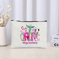 Medical Supply Nurse Printed Canvas Cosmetic Bag Organizer Sundry Zipper Storage Pouch  Makeup Bags Office Supplies Pencil Case 2
