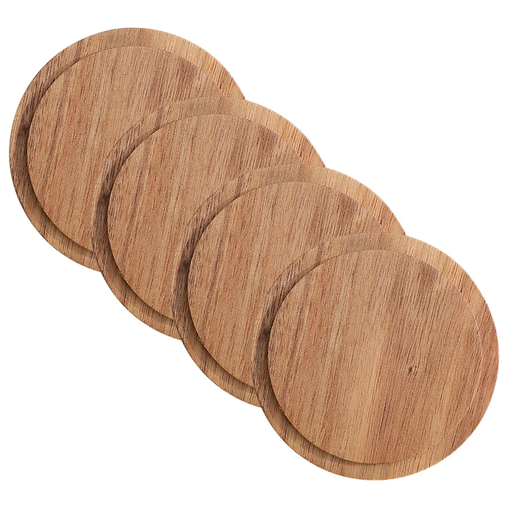 

4pcs Small Cup Cover Reusable Wooden Round Sealing Lid Replacement Cup Lid