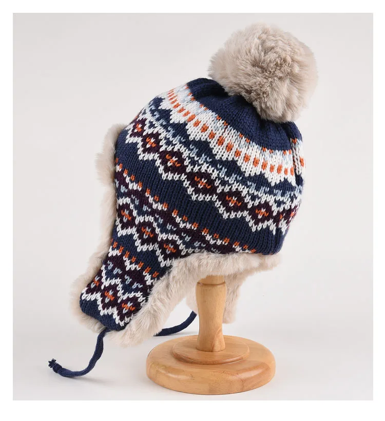 Fashion Retro Lei Feng Hat Women's Warm Autumn And Winter Plush Windproof Versatile Ear Protection Knitted Hat Ski Cap 5