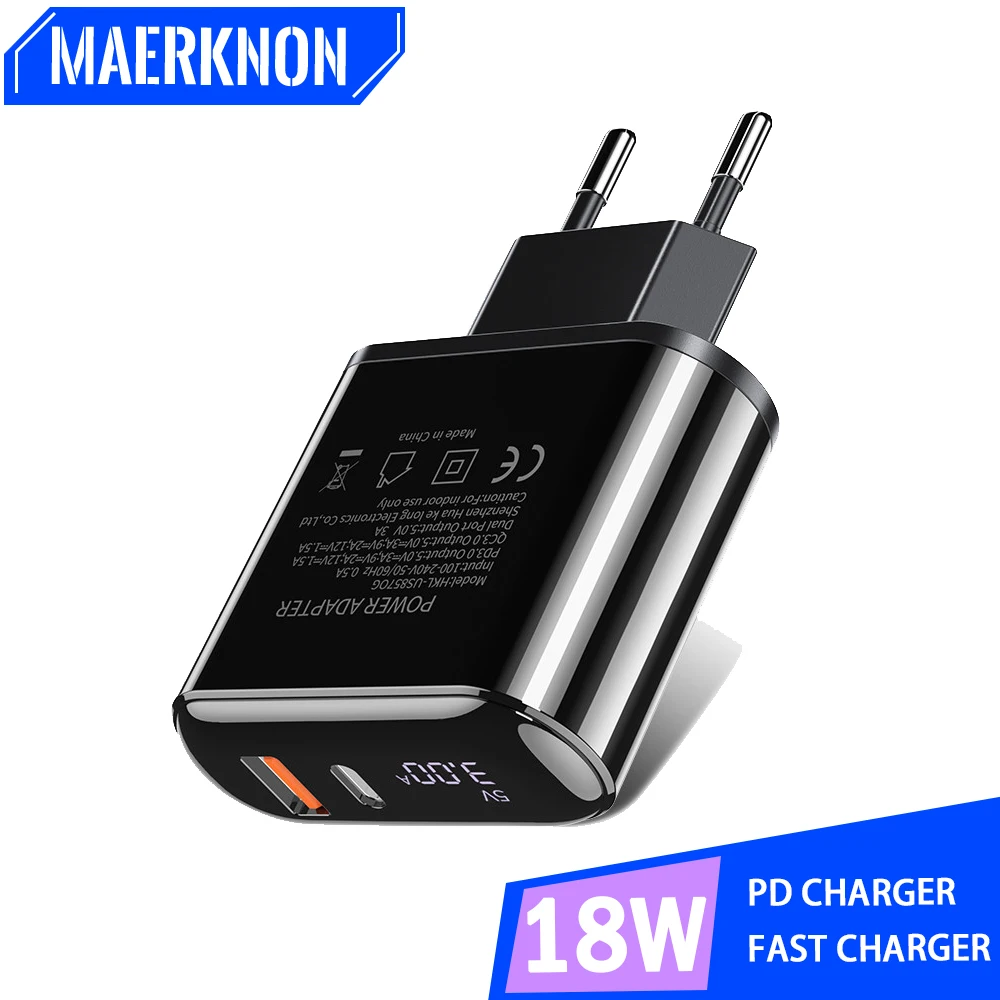 

18W PD USB Fast Charging Quick Charger 3.0 For iPhone 15 Xiaomi Huawei Mate 50 Portable Phone Charger Wall Adapter EU/US Plug