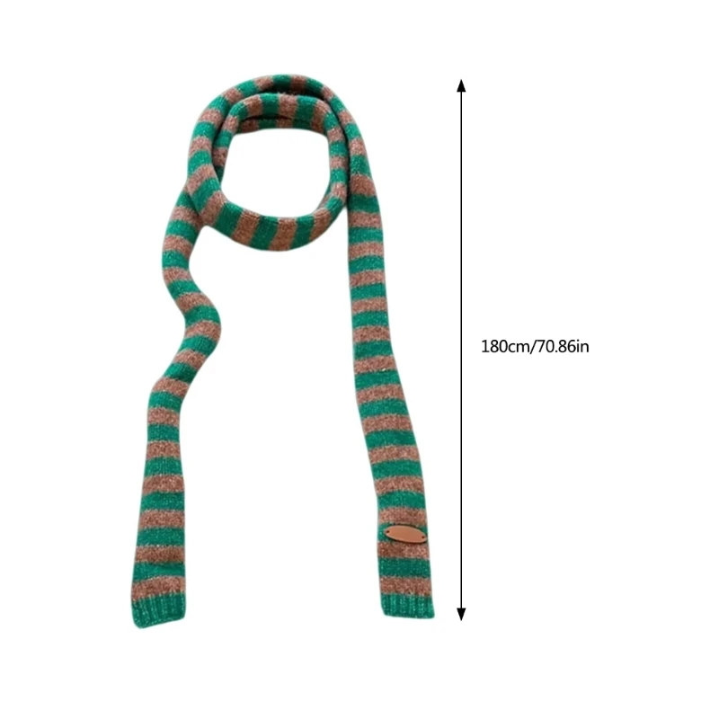Knit Long Choker Striped Scarf for Women Harajuku for Jeans or Dresses 6