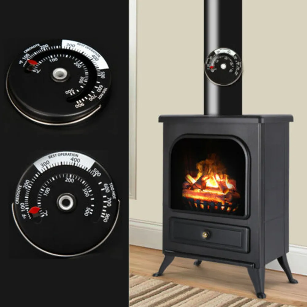 Temperature Monitor Thermometer Stove Thermometer Wood Burner For Fireplace 6.3cm*0.9cm Aluminum Alloy Flue Log