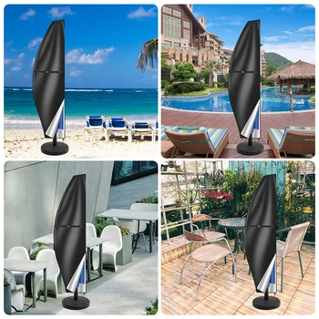 ZWCSHUU Garden Parasol Cover With Rod & Pull Ring UV Protection Oxford Waterproof Fabric Cantilever Large Umbrella Cover Outdoor Garden Umbrella Covers(Grey,170cm Straight
