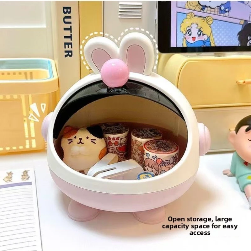 Cute Bunny Doll Bed Baby Storage Box with Mat for Labubu Space Module Doll Sleep Cradle Cart Dolls Bed Furniture Accessories