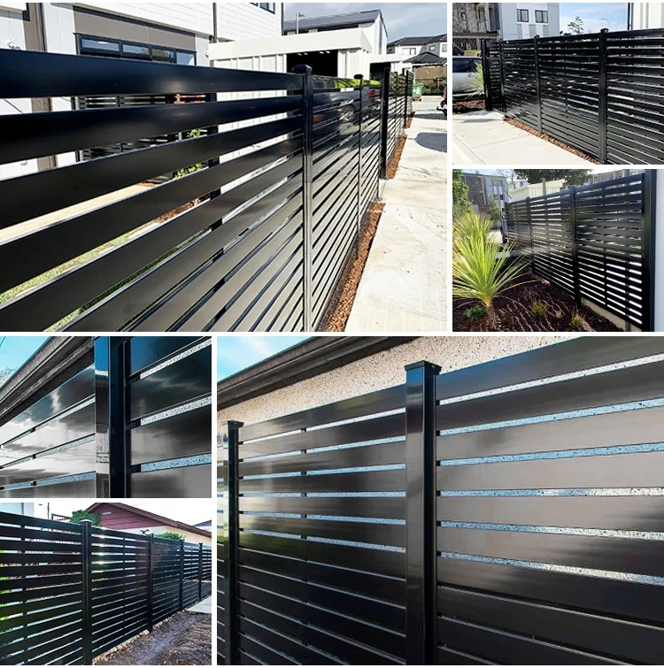 Aluminum Horizontal Slat Fence Panels Elegant Outdoor Fencing Trellis Gates 6