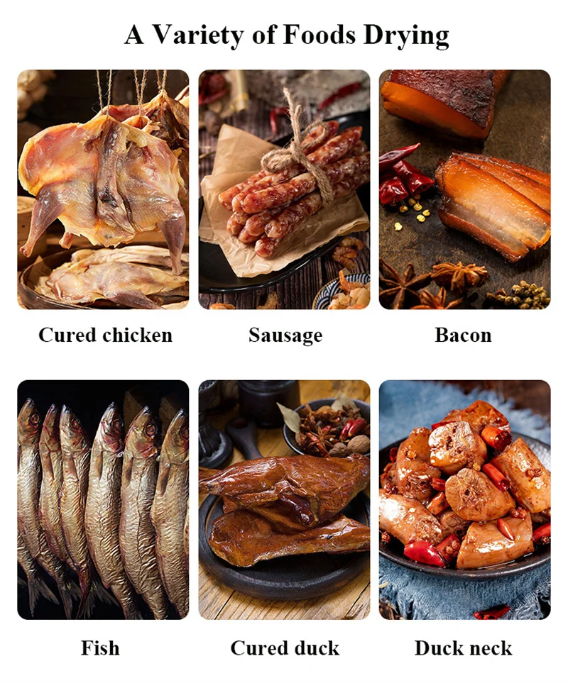 Household Sausage Drying Machine Electric 220V 110V Food Dryer Dehydrator Cured Meat Chicken Bacon Maker Commercial 4