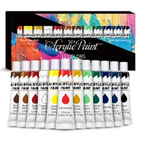 acrylic paints set 12/24 colors 12ml art painting kit supplies for wood, canvas, fabric, rock, glass non toxic acrylic paint