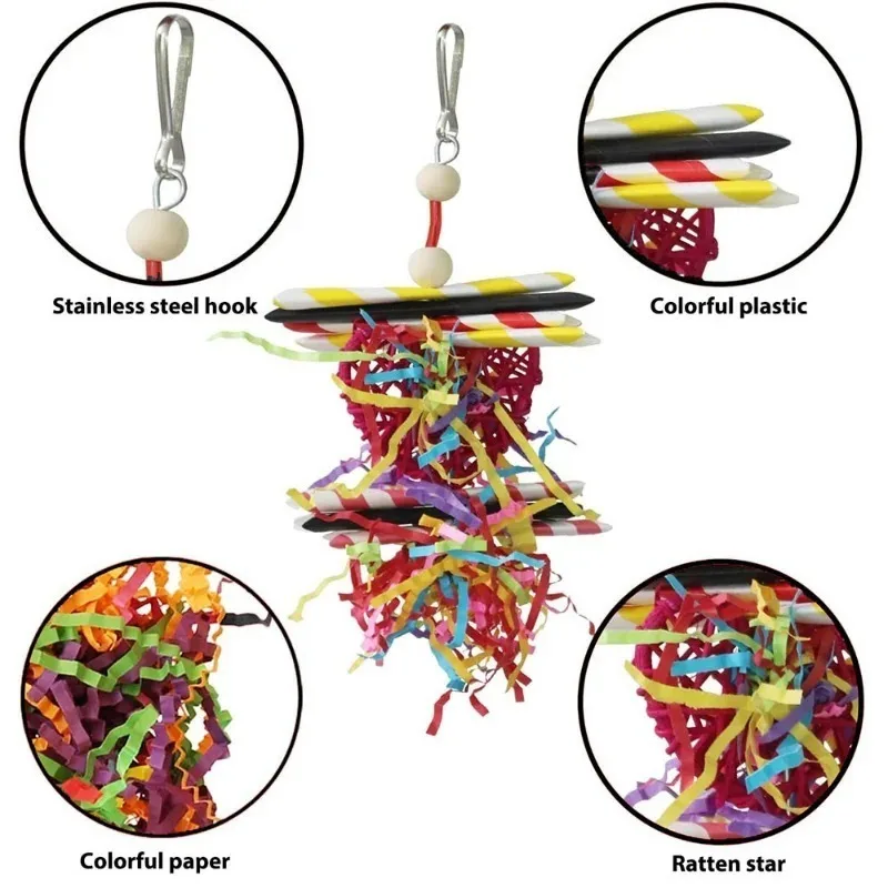 4PC Bird Toys Parrot Accessories Chewing Toys צעצועים Cage Hanging Christmas Articles Pour Animaux De Compagnie Vogel Speelgoed 5