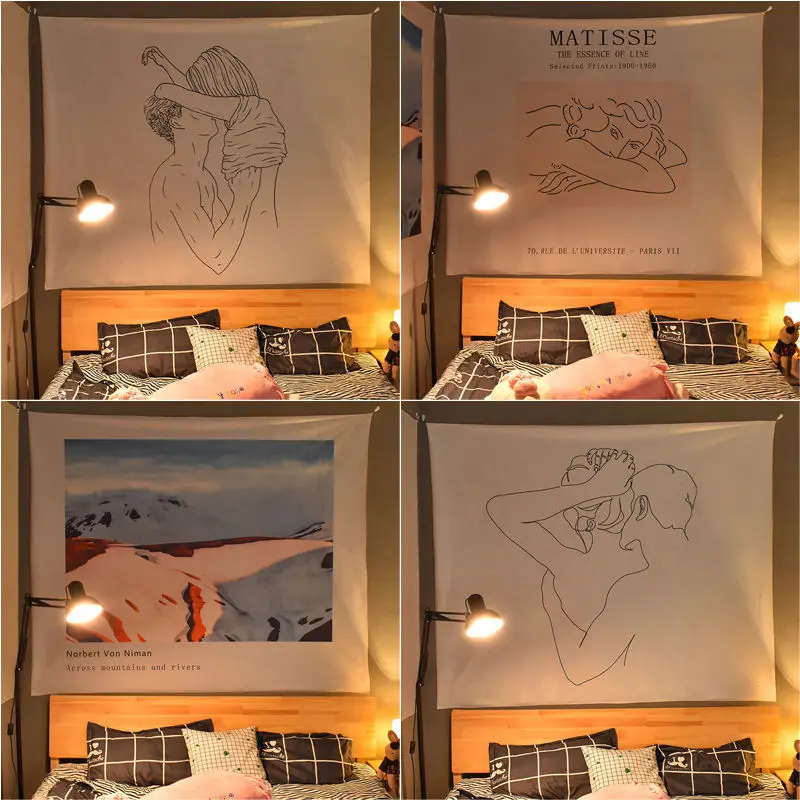 

Sketch Tapestry Wall Hanging Carpet Hanging Abstract Line Art Drawing Contour Wall decorations Towel Wall Art (100*70cm)
