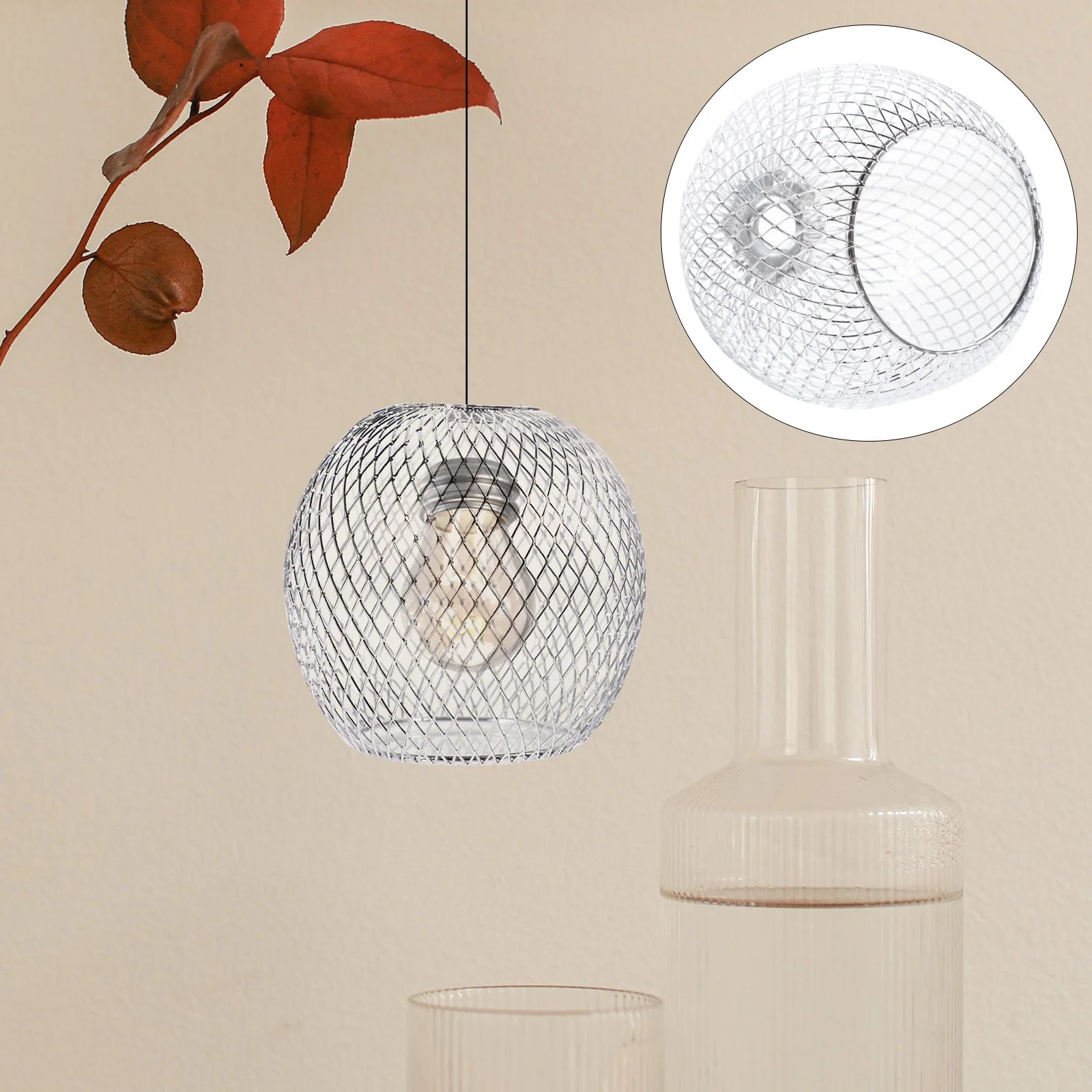 

Metal Bulb Guard Open Style Lamp Guard Industrial Metal Wire Cage Globe Hanging Pendant Lamp Shades Chandelier Light Fixture