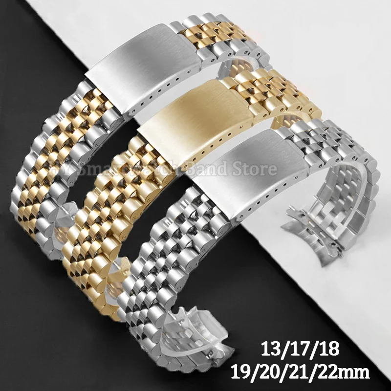 Premium Solid Stainless Steel Luxury Watch Bracelet with Jubilee Curved Design