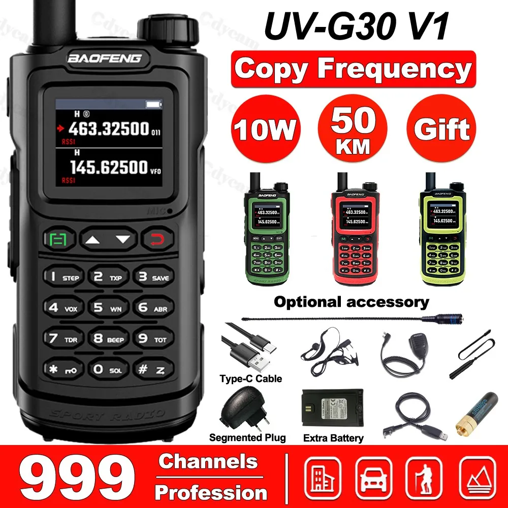 BaoFengUVG30ProV1WalkieTalkieWirelessCopyFrequencyStopwatch