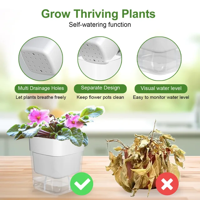 New Self Watering Plant Pot Magnetic Plastic Self-absorbent Cotton Rope Flowerpot For Double-deck Lazy Plant Pot Garden Supplies 3
