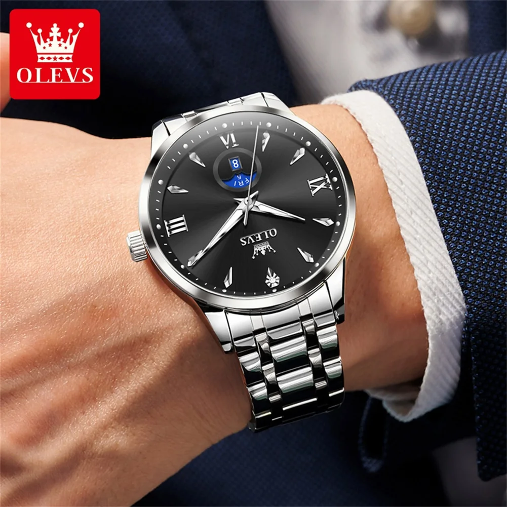 OLEVS 3646 Men's Watch Top Brand Fashion Luminous Business Quartz Man Wristwatch Week Calendar Simple Waterproof Watch For Men