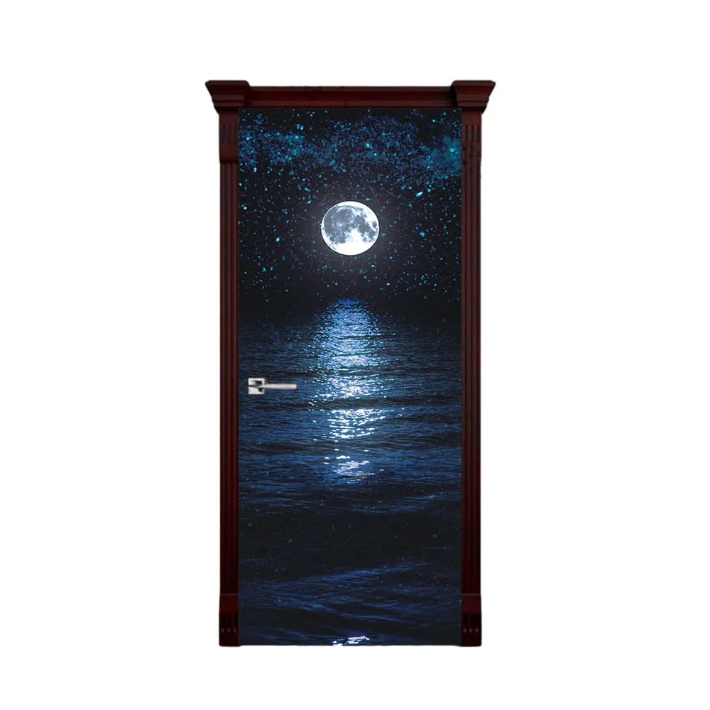 Description Picture 6 of itemMoon Door Sticker PVC 3D DIY Self-Adhesive Waterfall Sunshine Forest Wallpaper Living Room Art Poster Mural Lake Stickers Home