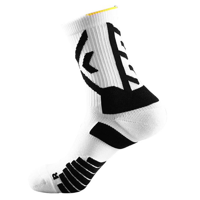 Men Women Fitness Basketball Running Bike Cycling Hiking Sport Socks Outdoor Football Soccer Compression Socks Trekking Socks White- black