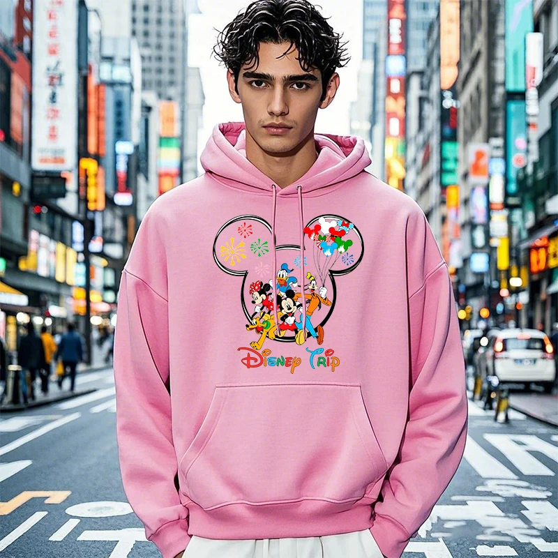 ديزني ميكي ورحلة عائلية مطبوعة للرجال هوديس بلوزات...