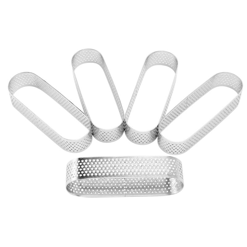 

40Pcs Oval Tartlet Molds French Dessert Mousse Fruit Pie Tart Ring Quiche Cake Mold, Stainless Steel Tart Mousse Ring