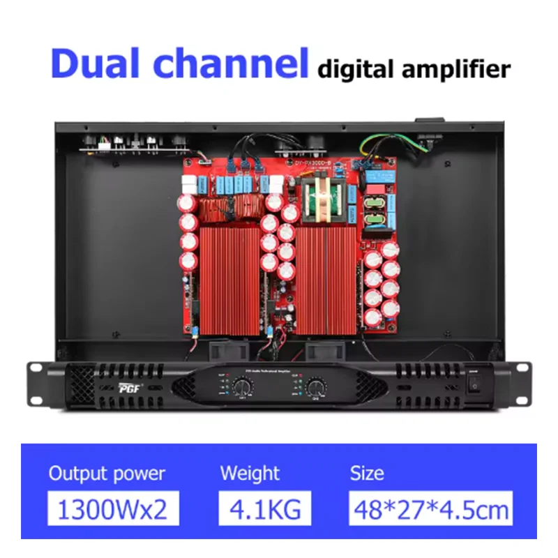 전문가용 2채널 Class D 1300W 파워앰프 1U 디지털 앰프 KTV 클럽 파티 스테레오 사운드 시스템 오디오 파워앰프