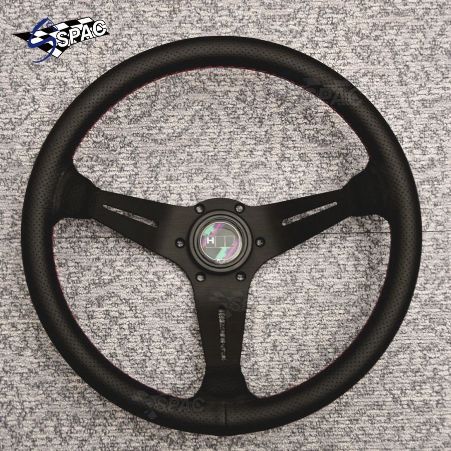 Volante Sportivo OMP Superquadro Con 3 Raggi - Design Piatto E Impugnatura Anatomica In Pelle Per Guida Sportiva