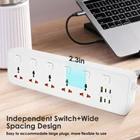 ปลั๊กพ่วงอเนกประสงค์พร้อมช่องเสียบ USB 6 ช่อง ปลั๊ก 5 ทาง สายต่อ 2 เมตร ปลั๊กไฟ AC พร้อมสวิตช์แยกอิสระสำหรับบ้านและหอพัก 5