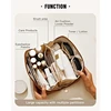Travel Makeup Bag,Waterproof Portable Pouch Open Flat Toiletry Bag Make Up Organizer With Divider And Handle(Brown) Durable 3