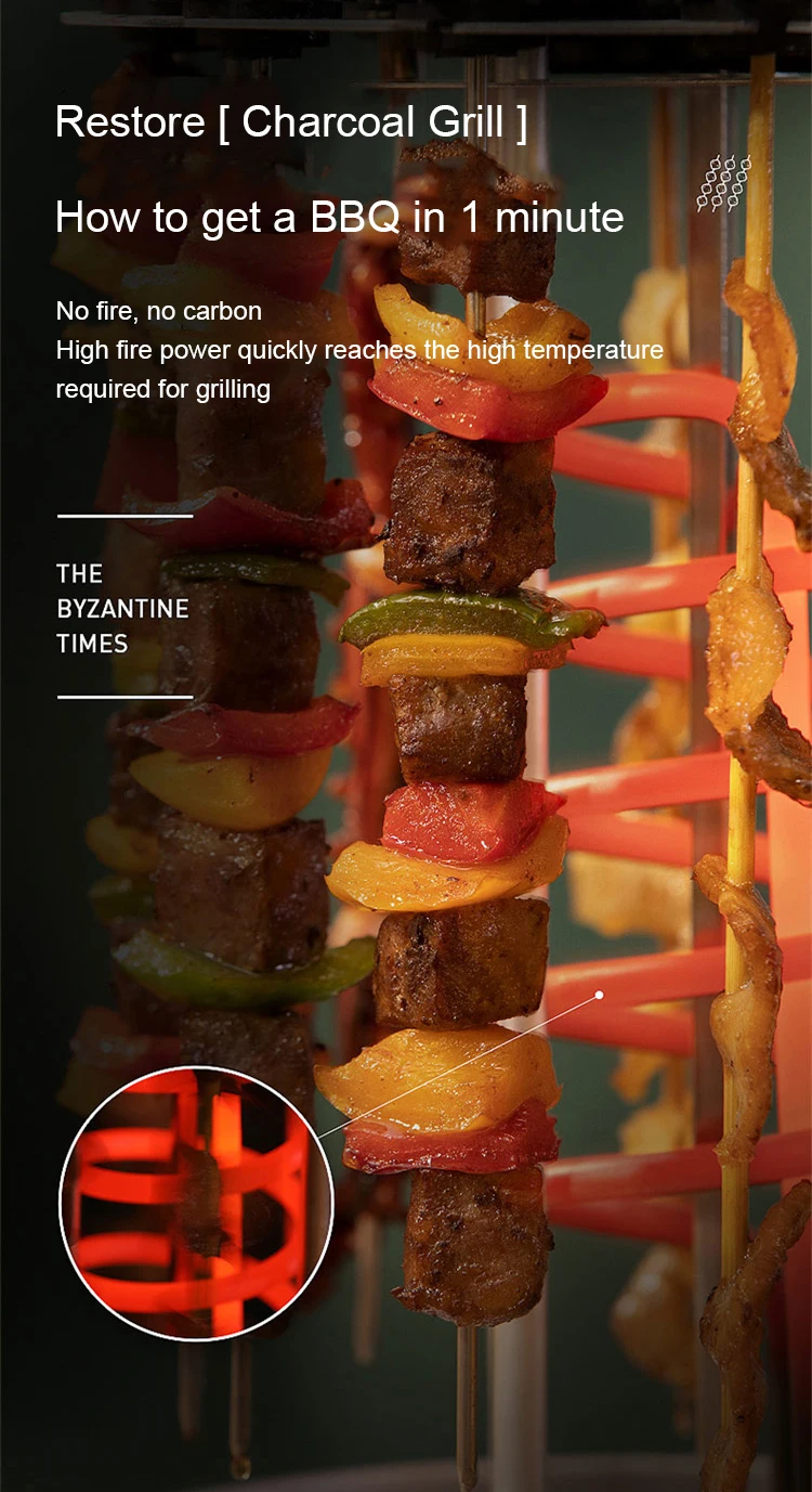 DMWD 220V Smokeless Automatic Rotary Electric BBQ Grill Oven Barbecue Rotisserie Kebab Roast Rotation Machine 12 Lamb Skewers 5