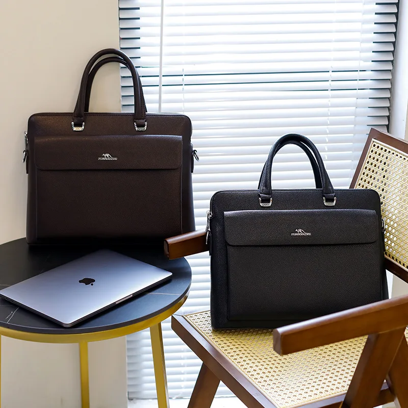 Luxury Business Men's Briefcase Fashion Leather Handbag Office Male Shoulder Messenger Bag Large Capacity Laptop Bag