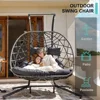 Double Egg Swing Chair with Stand, 2 Person Wicker Hanging Chair with Stand, Outdoor Indoor Oversized Hammock Chair 4