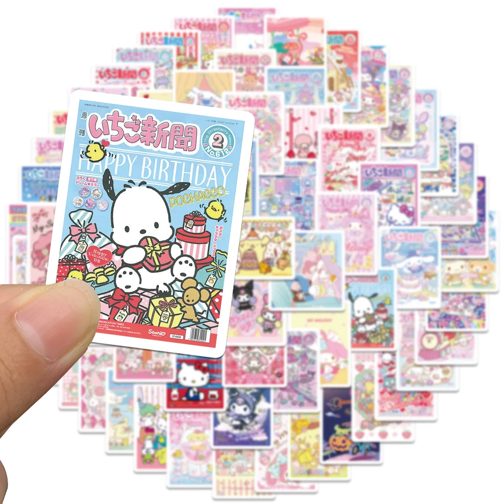 65/127pcs Sanrio Magazine Cover Mini Poster Stickers Hello Kitty Cinnamoroll Kuromi Melody DIY Fridge Phone Scrapbook Girl Decal hello kitty stickers