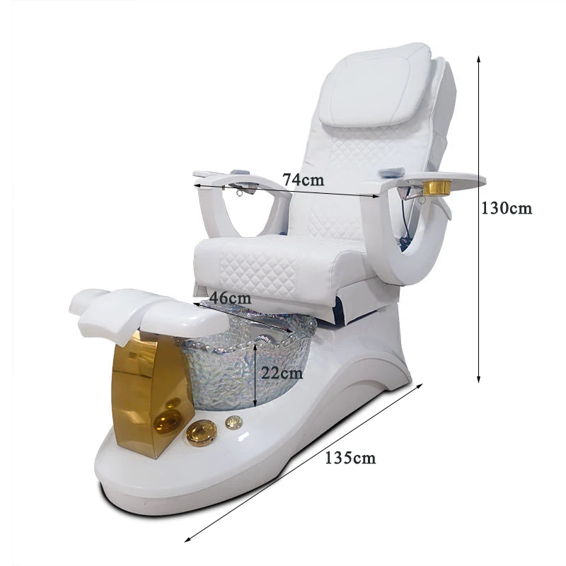 Nail Salon Furniture Equipment White Golden Electric Reclining Massage Manicure Foot Spa Luxury Pedicure Chairs