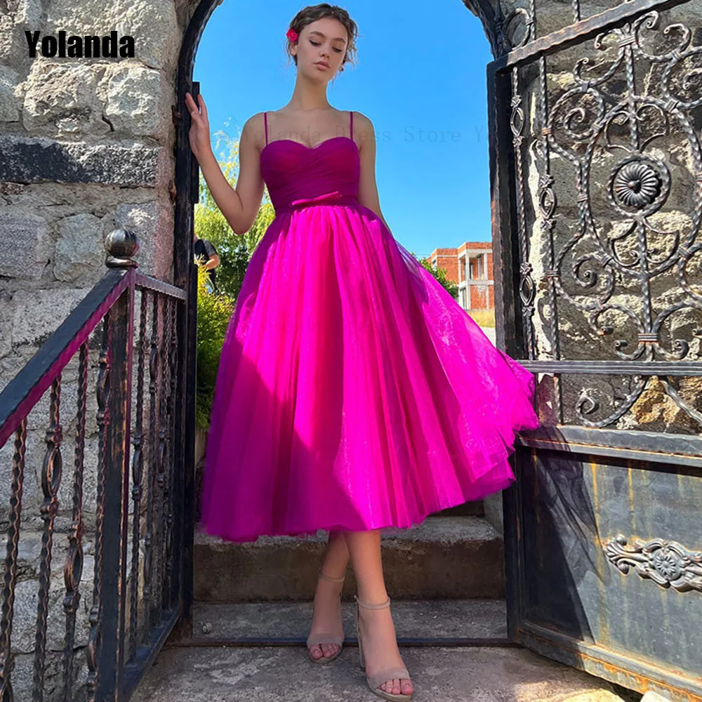 

Feather 2024 Design Pink A-line Evening Dresses Draped Pleat Open Back Spaghetti Strap Party Dress Floor Length Robe de soirée