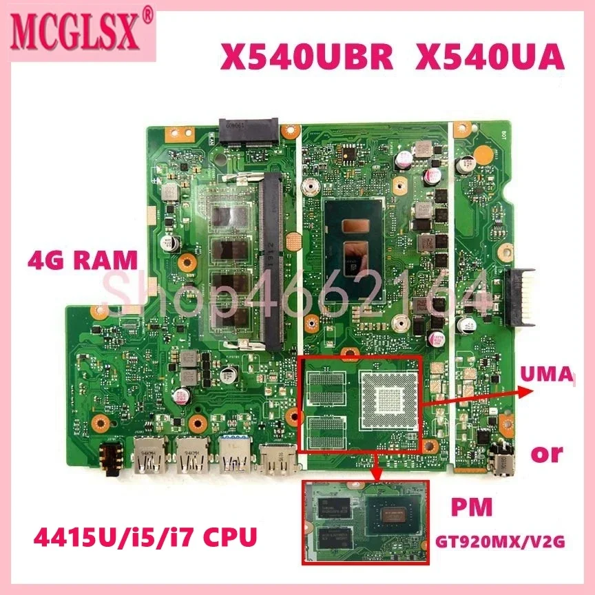 Placa-mãe Portátil para Asus Mainboard Cpu 4gb de Ram X540ubr X540ub X540ua X540uar X540u X540 X540ubr 4415u i5 i7