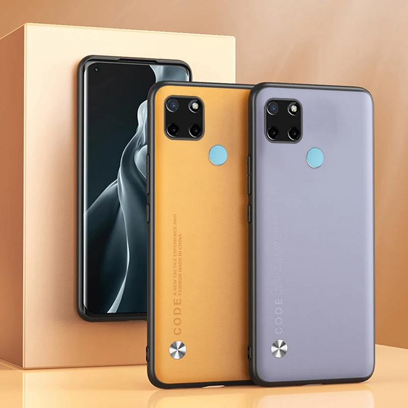 Capa de telemóvel em pele de luxo para realme capa e proteção_voghion.com