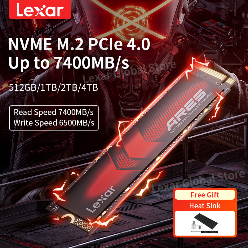 Lexar SSD NVME M2 2TB 1TB 512GB M.2 2280 PCIe 4.0 Hard Drive Disk 4TB Internal Solid State 7400MB/s for PlayStation 5/Laptop
