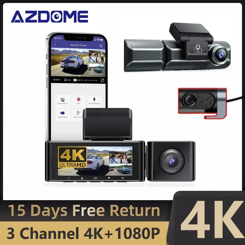 Buy 4K Ultra HD Dash Cam, AZDOME Car Camera 4K GPS WiFi Dash