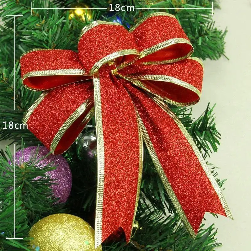 Christmas Glitter Bow Decoration Christmas Tree Bow Hanging Decoration Creative Home Holiday Party Multi-color Bow Decoration