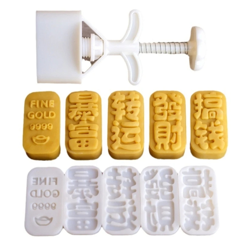 

448B 50g Pastry Stamps Mooncake Moulds Mung Bean Cake Molds Blessing Mooncake Tools Plastic Material Suitable for Festival