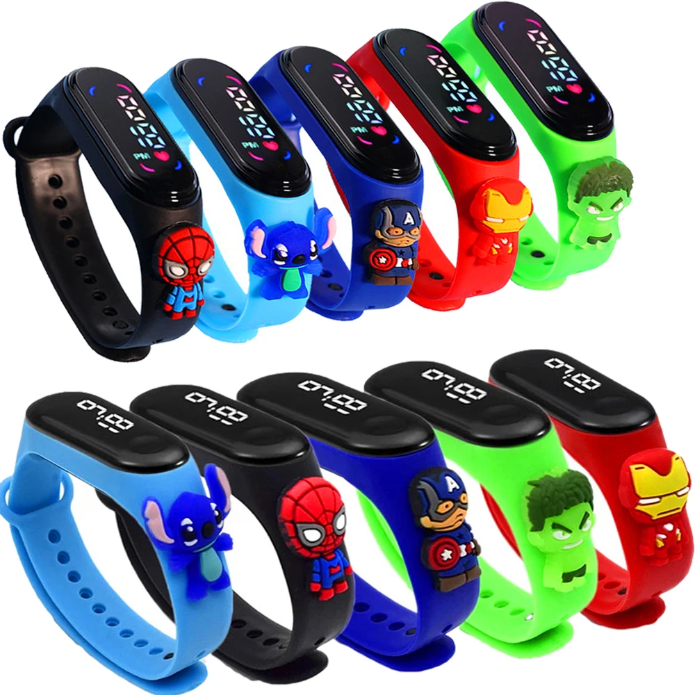 Disney Digital Watch Mickey Minnie LED Touch Watch Iron Man